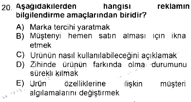 Pazarlama Yönetimi 2012-2013 Tek Ders Sınavı - 20. soru