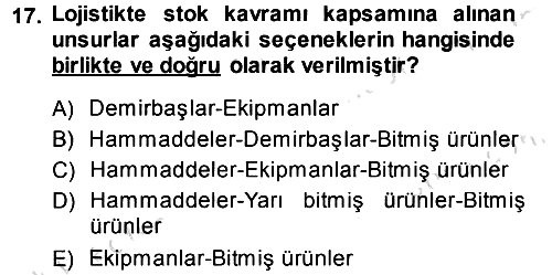 Pazarlama Yönetimi 2013-2014 Tek Ders Sınavı - 17. soru