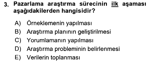 Pazarlama Yönetimi 2015-2016 Tek Ders Sınavı - 3. soru