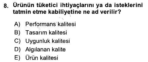 Pazarlama Yönetimi 2020-2021 Yaz Okulu Sınavı - 8. soru