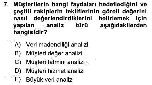 Pazarlama Yönetimi 2022-2023 Yaz Okulu Sınavı - 7. soru