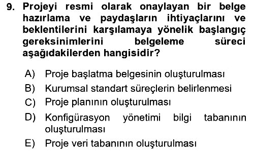 Proje Yönetimi 2017-2018 3 Ders Sınavı - 9. soru