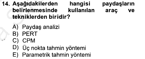 Proje Yönetimi 2012-2013 Ara Sınav - 14. soru