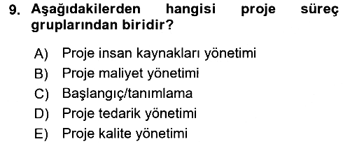 Proje Yönetimi 2017-2018 Ara Sınav - 9. soru
