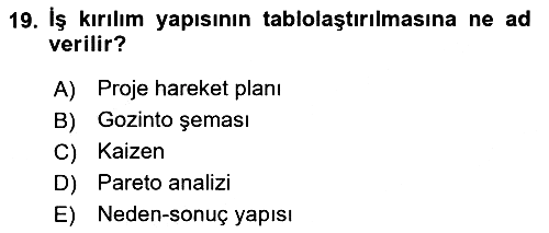 Proje Yönetimi 2023-2024 Ara Sınav - 19. soru