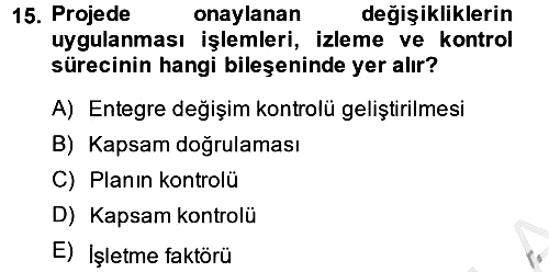 Proje Yönetimi 2014-2015 Dönem Sonu Sınavı - 15. soru