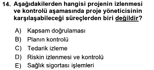 Proje Yönetimi 2015-2016 Dönem Sonu Sınavı - 14. soru