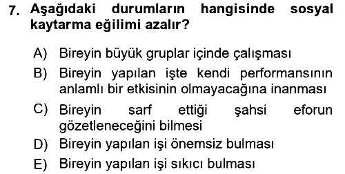 Psikoloji 2017-2018 3 Ders Sınavı - 7. soru