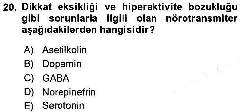 Psikoloji 2018-2019 Ara Sınav - 20. soru