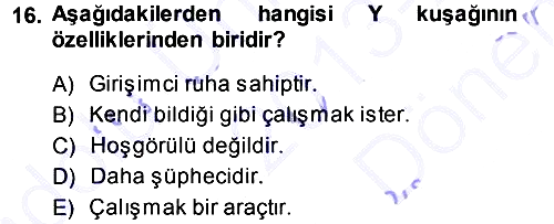 Psikoloji 2013-2014 Dönem Sonu Sınavı - 16. soru