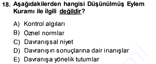 Psikoloji 2013-2014 Dönem Sonu Sınavı - 18. soru