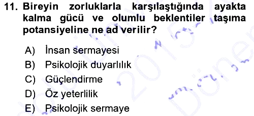 Psikoloji 2015-2016 Dönem Sonu Sınavı - 11. soru