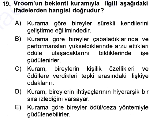 Psikoloji 2015-2016 Dönem Sonu Sınavı - 19. soru