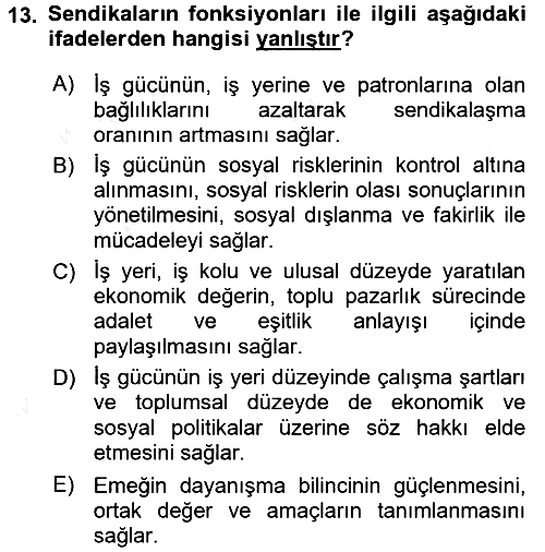 Psikoloji 2015-2016 Tek Ders Sınavı - 13. soru
