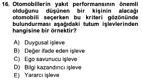 Psikoloji 2018-2019 Yaz Okulu Sınavı - 16. soru
