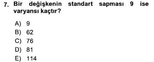 Sağlık Alanında İstatistik 2017-2018 Ara Sınav - 7. soru