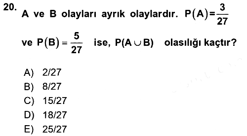 Sağlık Alanında İstatistik 2018-2019 Ara Sınav - 20. soru