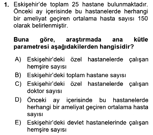 Sağlık Alanında İstatistik 2025-2026 Ara Sınav - 1. soru