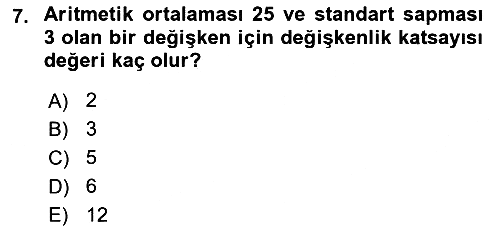 Sağlık Alanında İstatistik 2025-2026 Ara Sınav - 7. soru