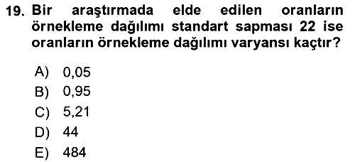 Sağlık Alanında İstatistik 2025-2026 Ara Sınav - 19. soru