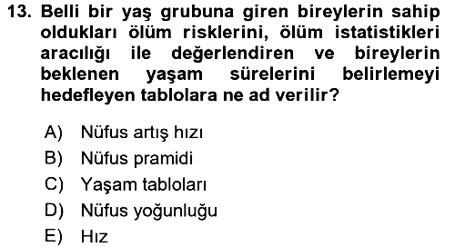 Sağlık Alanında İstatistik 2017-2018 Dönem Sonu Sınavı - 13. soru
