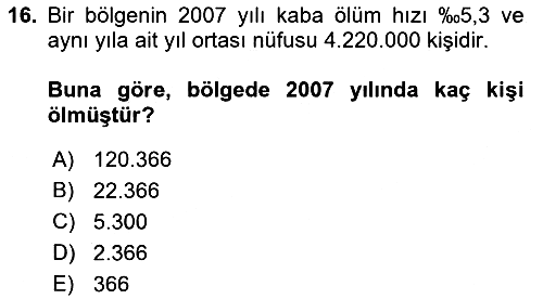 Sağlık Alanında İstatistik 2021-2022 Dönem Sonu Sınavı - 16. soru