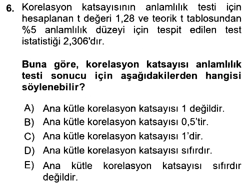 Sağlık Alanında İstatistik 2023-2024 Dönem Sonu Sınavı - 6. soru