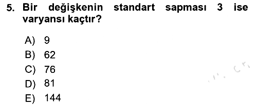 Sağlık Alanında İstatistik 2023-2024 Yaz Okulu Sınavı - 5. soru