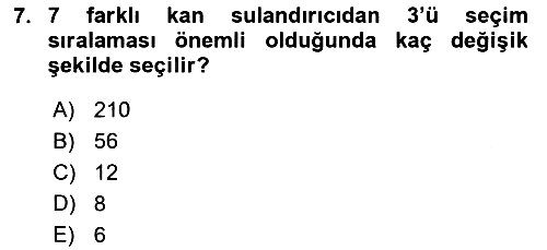 Sağlık Alanında İstatistik 2023-2024 Yaz Okulu Sınavı - 7. soru
