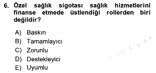 Sağlık Ekonomisi 2018-2019 3 Ders Sınavı - 6. soru