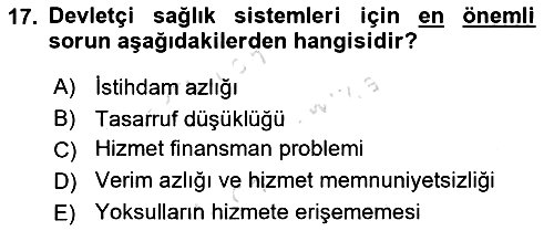 Sağlık Ekonomisi 2019-2020 Ara Sınav - 17. soru