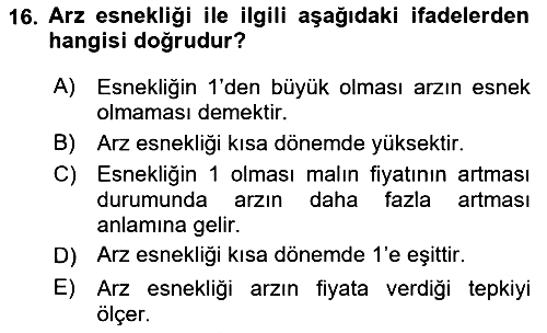 Sağlık Ekonomisi 2021-2022 Ara Sınav - 16. soru
