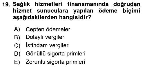 Sağlık Ekonomisi 2025-2026 Ara Sınav - 19. soru