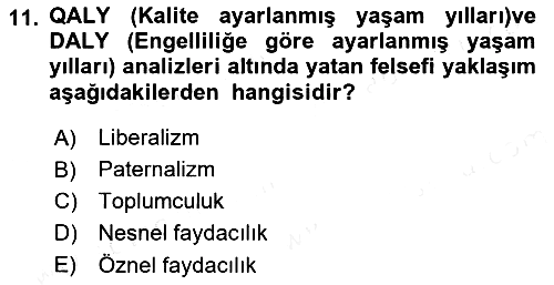 Sağlık Ekonomisi 2018-2019 Dönem Sonu Sınavı - 11. soru