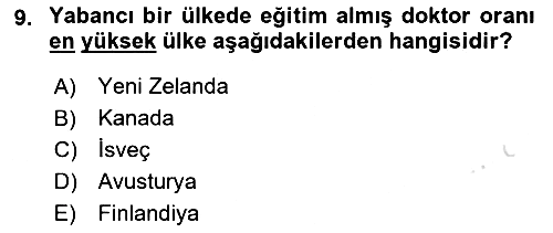 Sağlık Ekonomisi 2019-2020 Dönem Sonu Sınavı - 9. soru