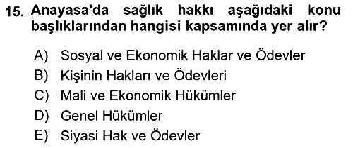 Sağlık Ekonomisi 2019-2020 Dönem Sonu Sınavı - 15. soru