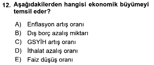 Sağlık Ekonomisi 2021-2022 Dönem Sonu Sınavı - 12. soru
