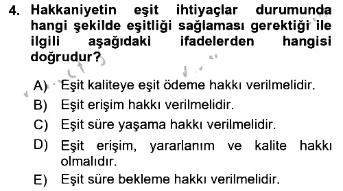 Sağlık Ekonomisi 2018-2019 Yaz Okulu Sınavı - 4. soru