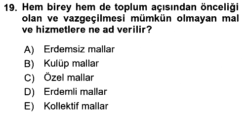 Sağlık Ekonomisi 2021-2022 Yaz Okulu Sınavı - 19. soru