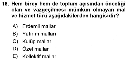 Sağlık Ekonomisi 2023-2024 Yaz Okulu Sınavı - 16. soru