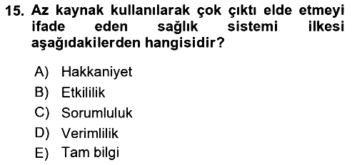 Sağlık Ekonomisi 2024-2025 Yaz Okulu Sınavı - 15. soru
