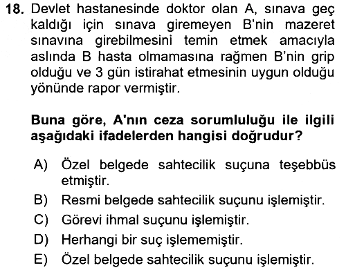 Sağlık Hukuku 2016-2017 3 Ders Sınavı - 18. soru
