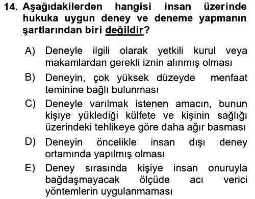 Sağlık Hukuku 2017-2018 3 Ders Sınavı - 14. soru