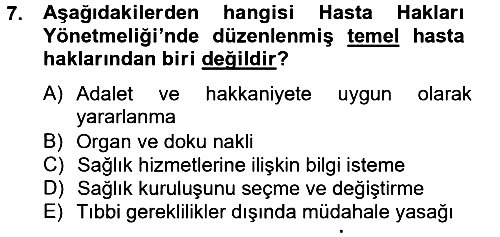 Sağlık Hukuku 2012-2013 Ara Sınav - 7. soru