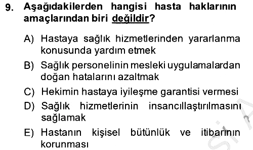 Sağlık Hukuku 2013-2014 Ara Sınav - 9. soru