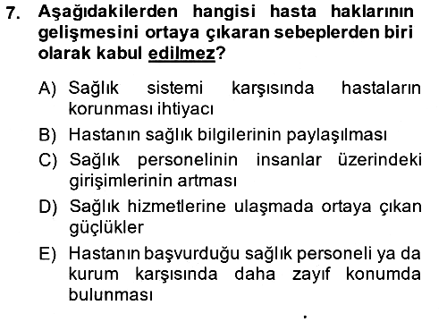 Sağlık Hukuku 2014-2015 Ara Sınav - 7. soru