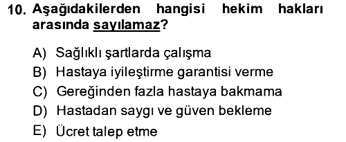 Sağlık Hukuku 2014-2015 Ara Sınav - 10. soru