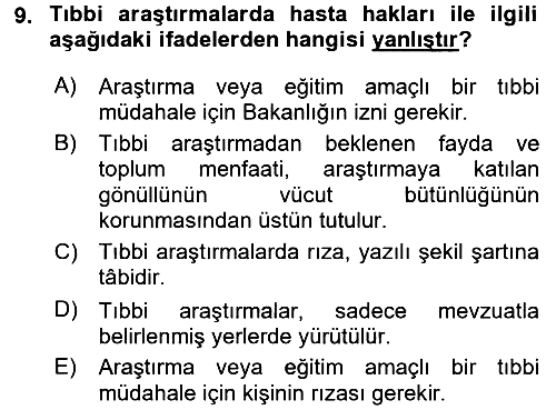 Sağlık Hukuku 2015-2016 Ara Sınav - 9. soru