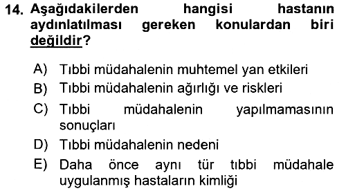 Sağlık Hukuku 2015-2016 Ara Sınav - 14. soru