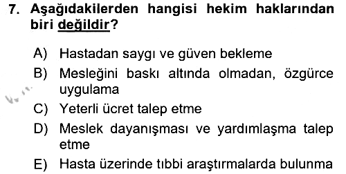 Sağlık Hukuku 2016-2017 Ara Sınav - 7. soru